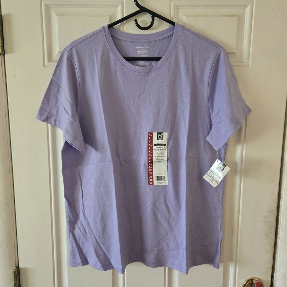 Member's Mark Ladies Essential Crewneck Short Sleeve Tee XL Purple Soft Stretch